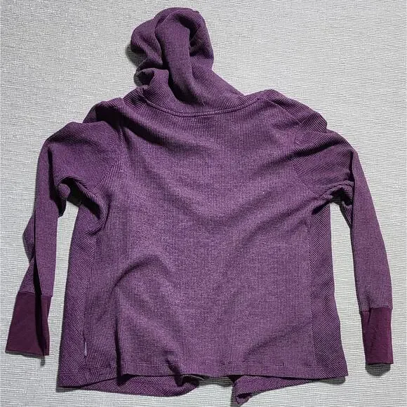 Columbia Hooded Waffle Knit Open Front Cardigan Women’s XL Purple - Picture 10 of 12